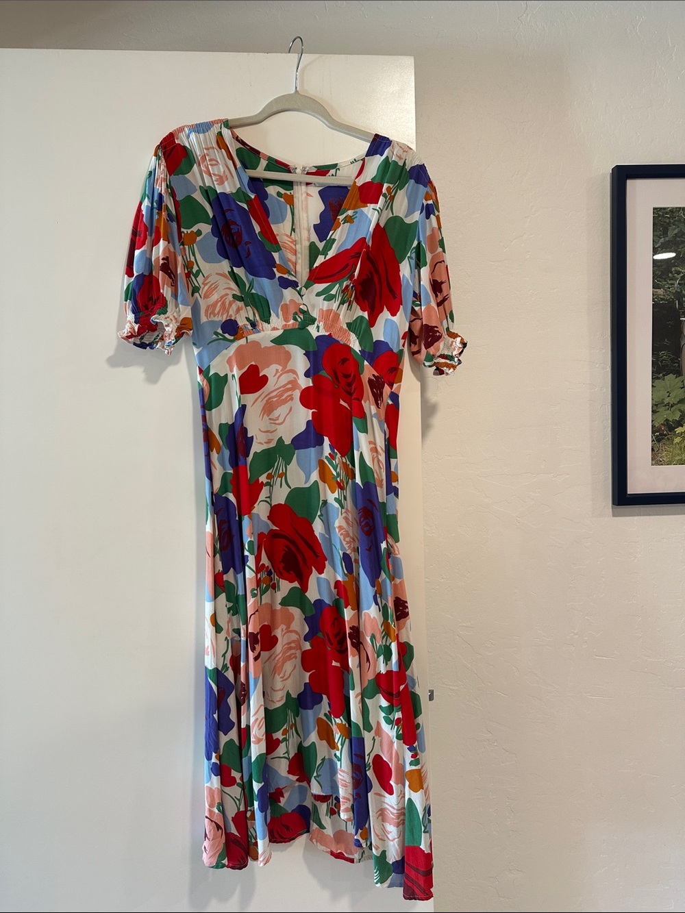 Floral V-Neck Midi Dress in Multi
